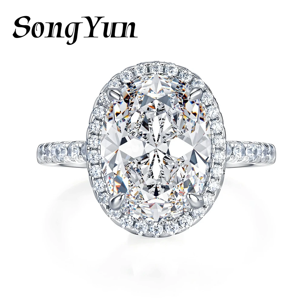 SongYun Jewelry 925 Sterling Silver Ring Moissanite D Color VVS1 Designer Bride Real Lustrous Rings Diamond Accessories