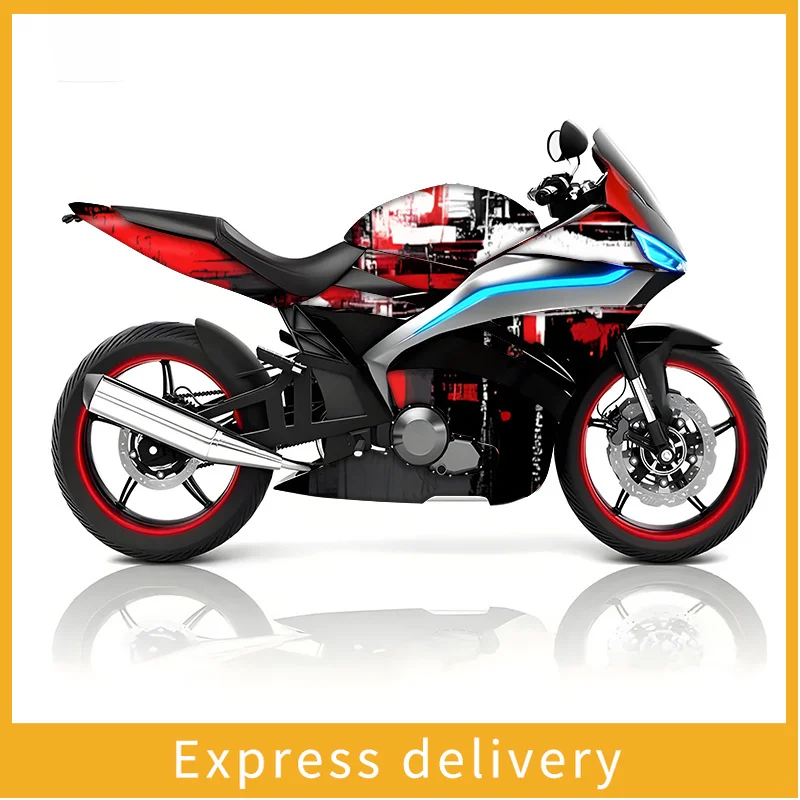 

2Pc motorcycle sticker, motorcycle sticker with abstract art style pattern 2D flat pattern, suitable for most motorcycle body