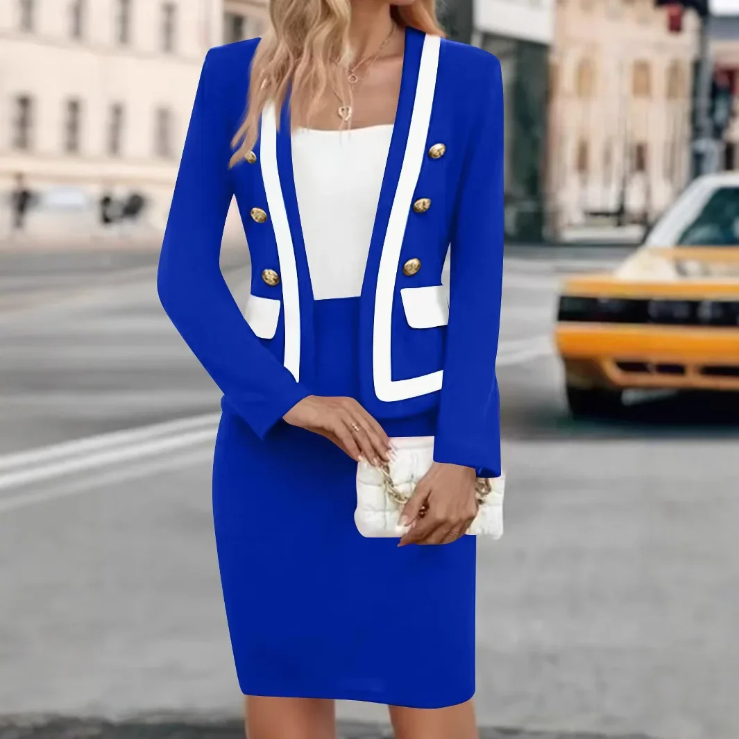 

Women Spring Summer Skirt Set Solid Color Button Pockets Long Sleeve Sheath Casual Fashion Sexy Comfortable Regular Standard Fit