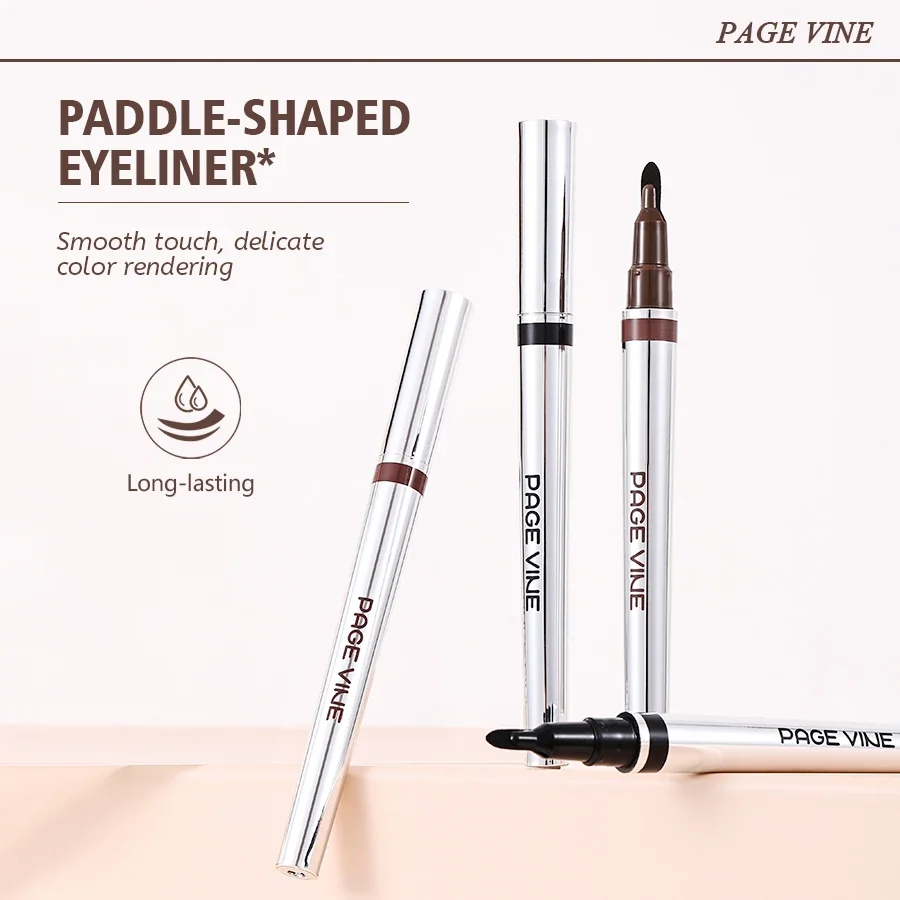 Waterproof Liquid Eyeliner Pencil Smudge Proof Quick Dry Long Lasting High Pigmented Eye Makeup Smooth Sponge Applicator