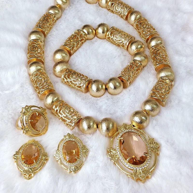 Indian Dubai gold African beads jewelry set Nigerian wedding sets