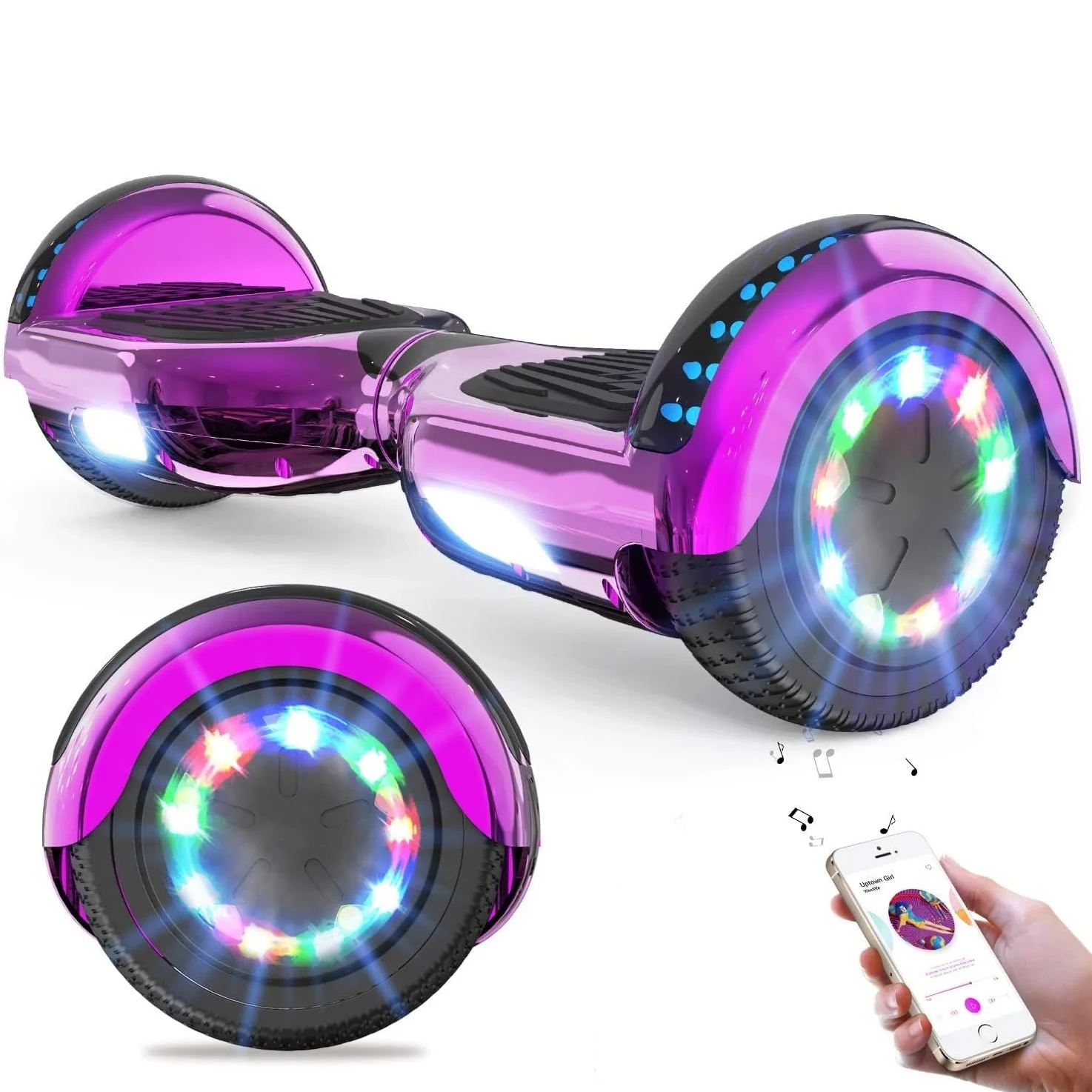 RCB KIDS Hoverboard Tweewielige Zelfbalancerende Scooter 6.5" met Bluetooth Speaker LED Verlichting Rijd-op Speelgoed Cadeau voor Kinderen & Volwassenen
