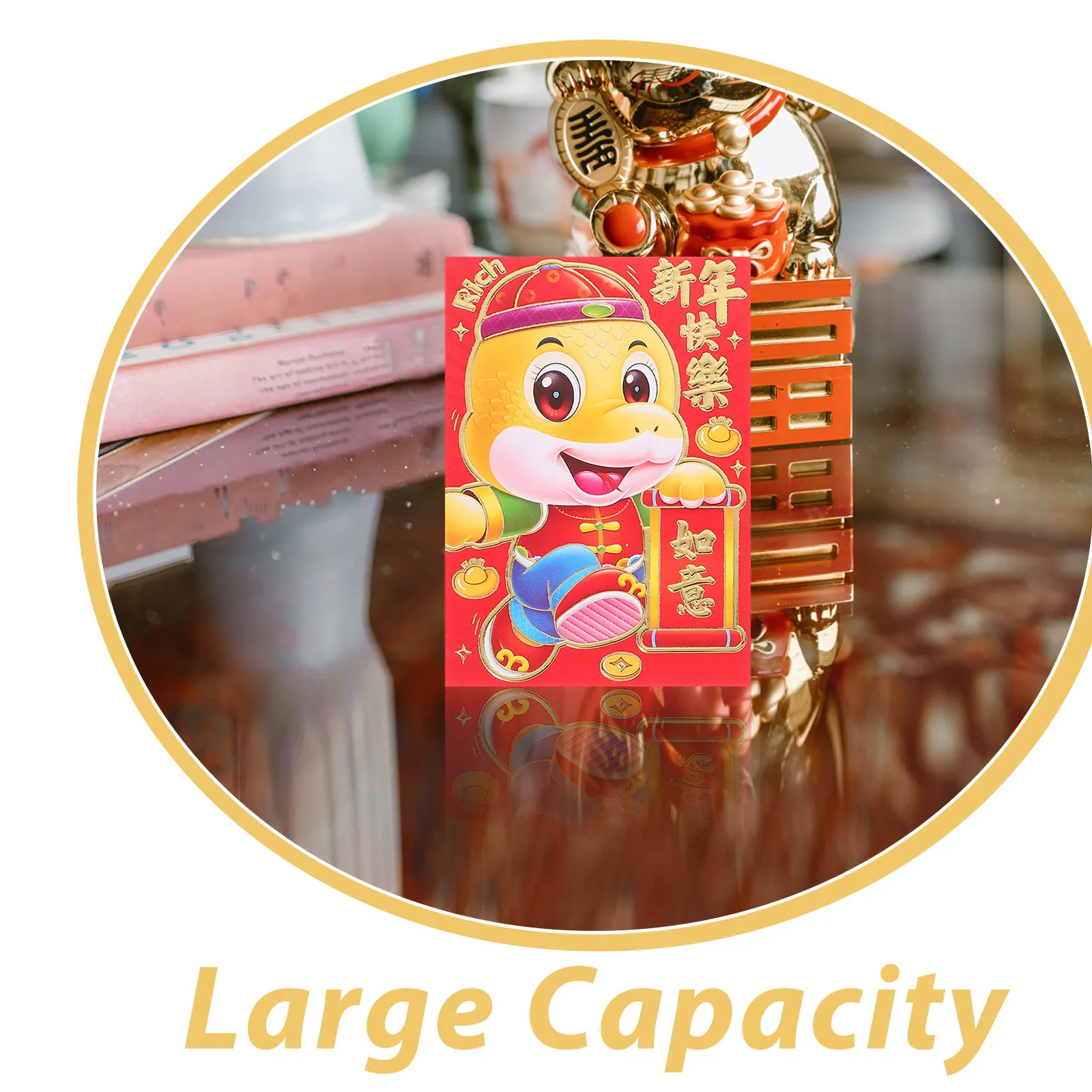 60Pcs Chinese Red Envelopes 2025 Year of The Snake Elegant Shiny Finish Lucky Money Pockets Spring Festival Wedding Birthday