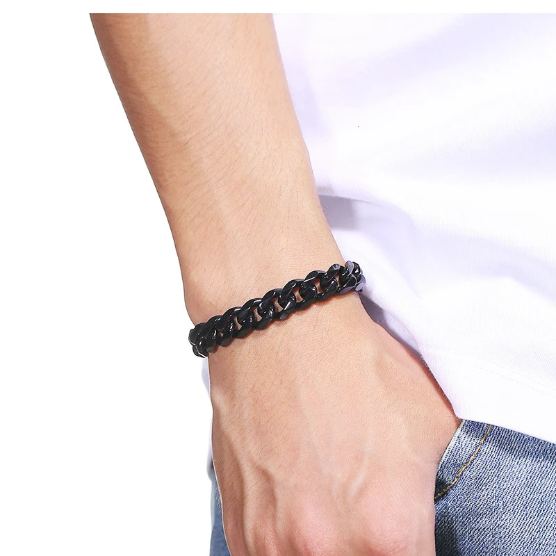 Pulsera de cadena cubana de acero inoxidable para hombre y mujer, brazalete Unisex, regalo de fiesta