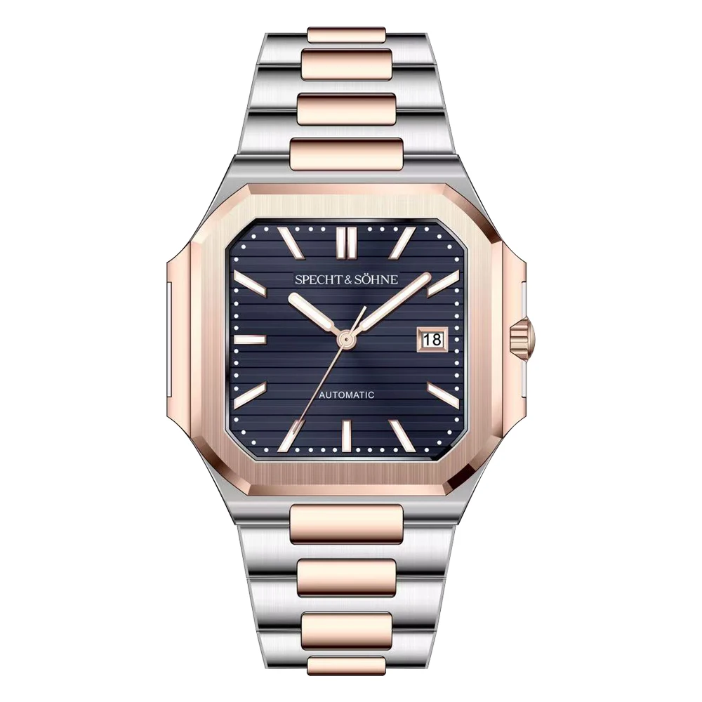 2025 Specht & Söhne 41 MM Vierkant Kubiek 5711 Herenhorloge Mechanische Horloges Roségoud Roestvrij staal Saffierkristal Waterdicht