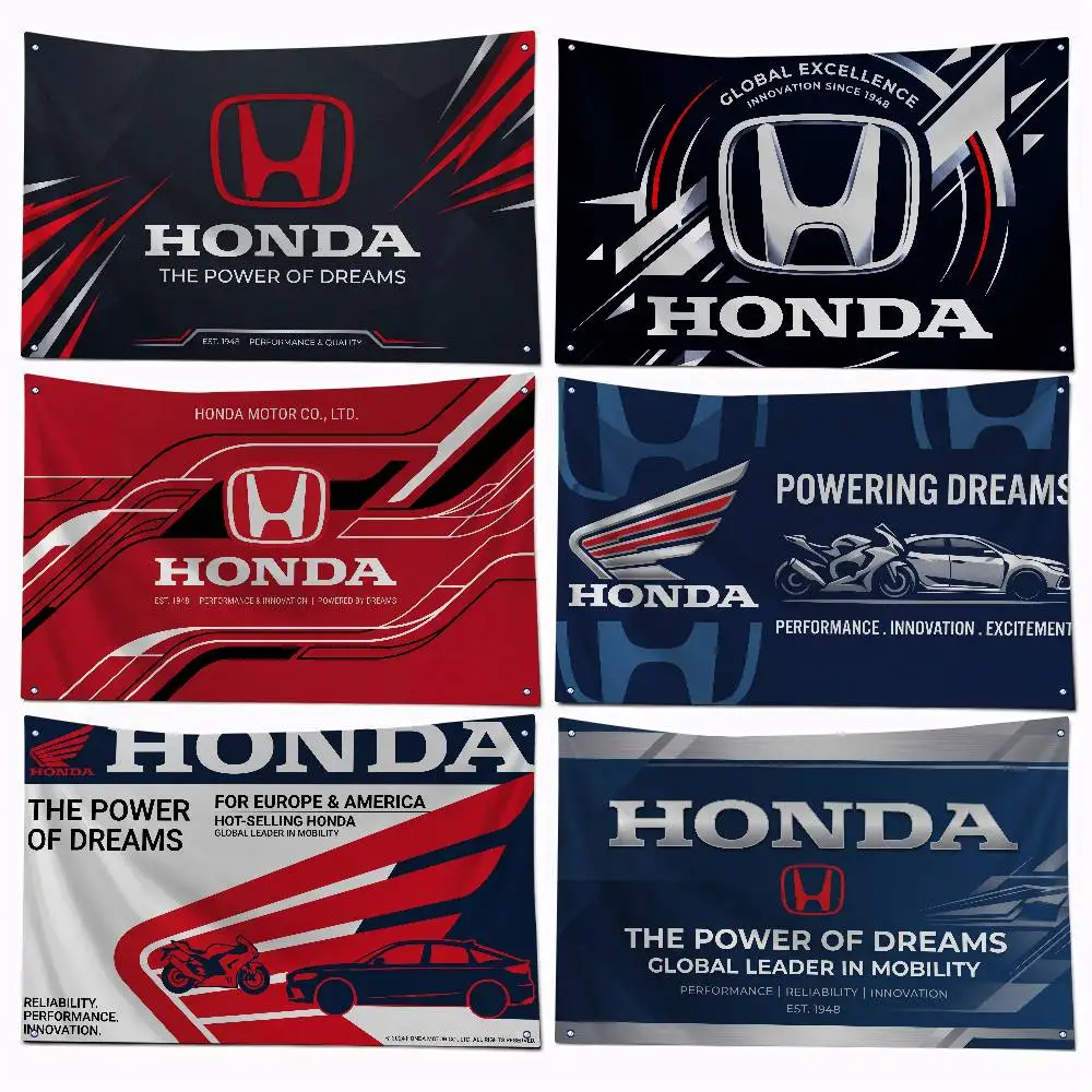 Drapeau de course pour HONDA, 120g, polyester brossé, impression par sublimation, drapeau suspendu durable pour la décoration de la maison, événement, cadeau de remise de diplôme