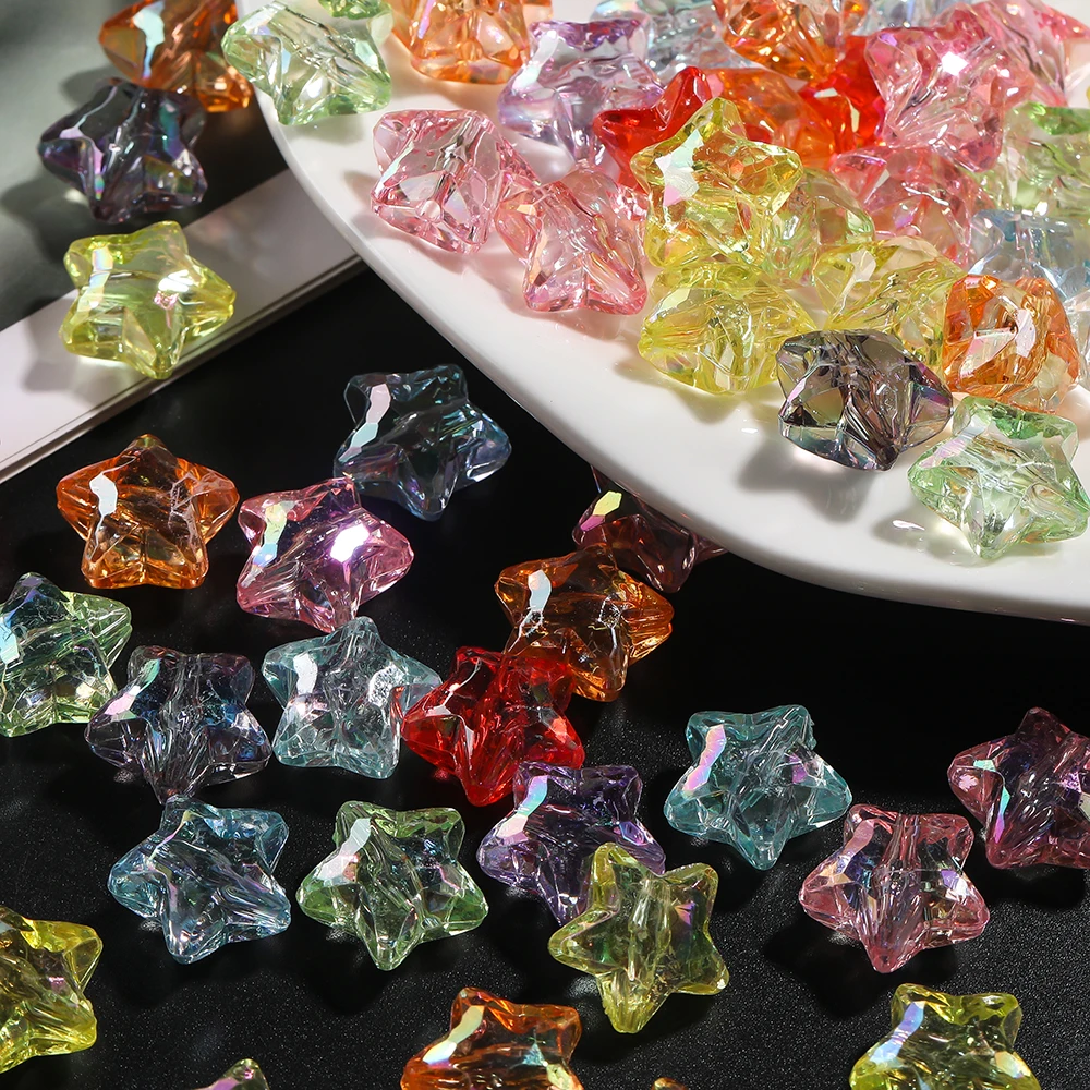 20 teile/los Bunte Stern Perlen 18,5x19,5mm Acryl Lose Spacer Perlen für Schmuck Handgemachte DIY Zubehör