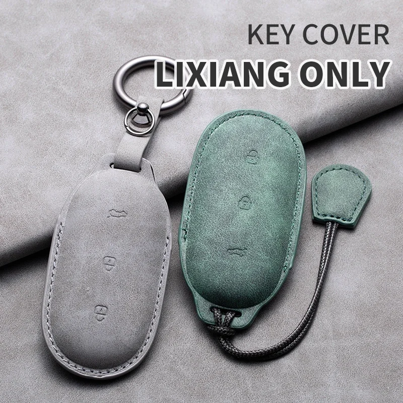 For Lixiang LEADING IDEAL L7 L8 L9 2022 2023 Leather Car Key Case Cover for Li Auto Key Shell Fob Keychain Accessories