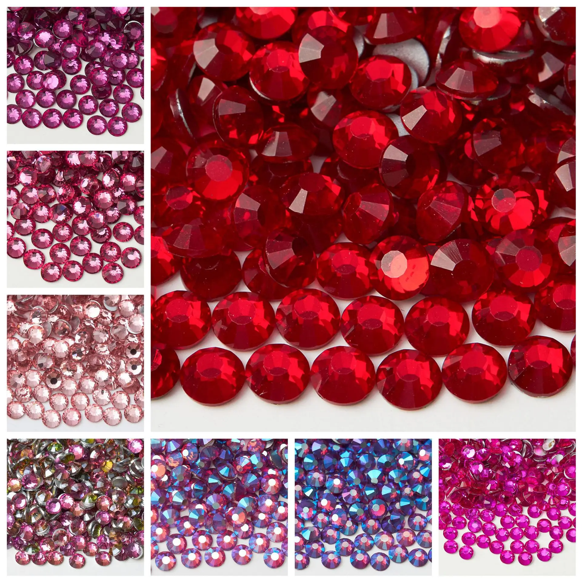 

Glass Flat-bottomed Diamond Red Series Nail Art Diamond Crystal Diy Nail Art Jewelry Violent Bear Mobile Case Accessories