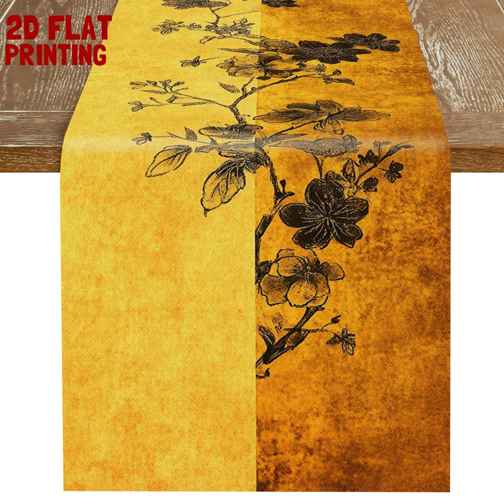 1 Piece of Gilded Deep Shadow Floral Pattern Table Runner, Suitable for Farmhouse, Indoor, Kitchen, Celebrations, Table Decoration, Restaurant, and Banquet Decoration Supplies