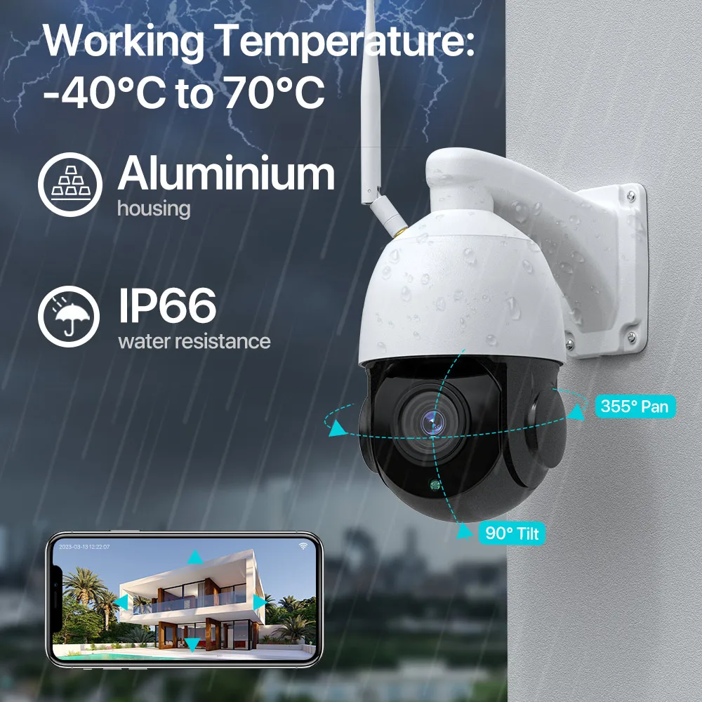 POE Outdoor IP Camera 4K 8MP HD 30X Optical Zoom PTZ Speed Dome Camera 5MP WIFI Metal Shell Auto Tracking Two Way Audio XMeye