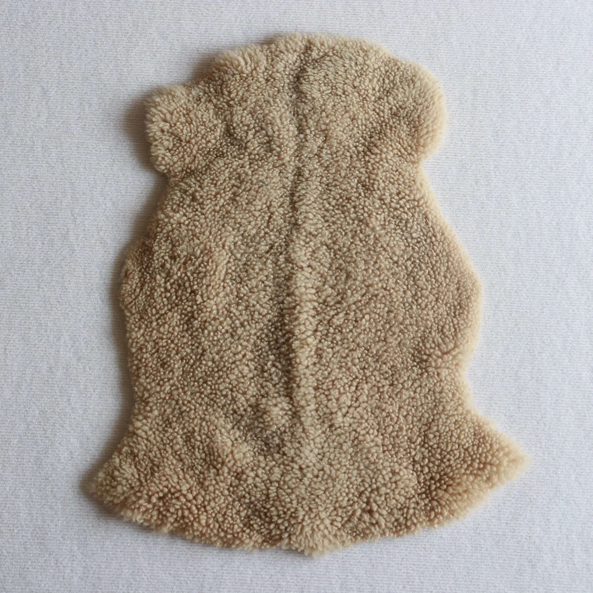 

Beige Color Short Curly Natural Shearling Sheepskin Genuine Vintage Unique Sheepskin Home Decor Garment Material Upholstery