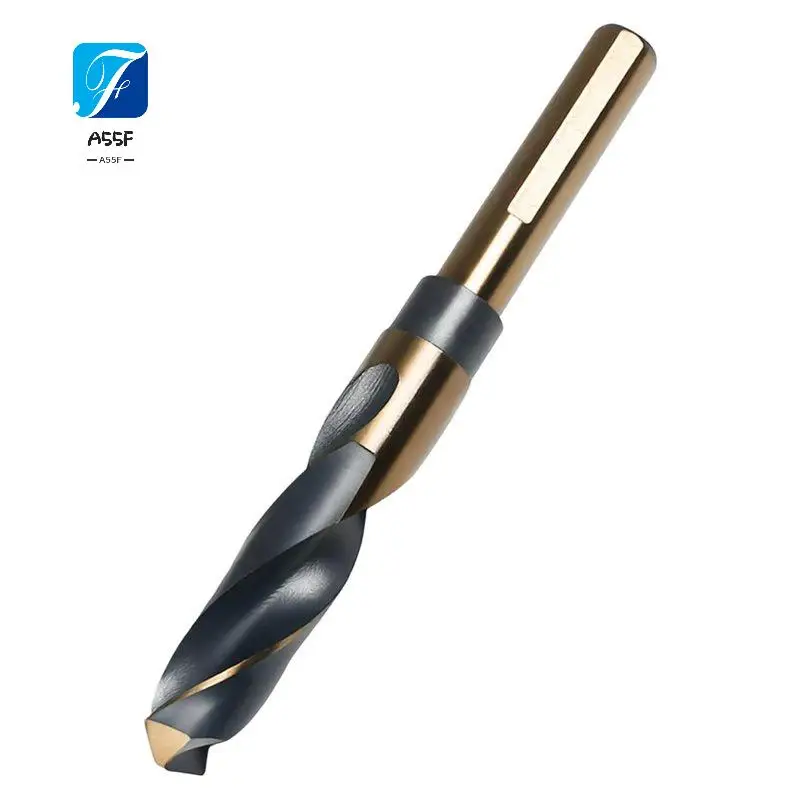 

A55F-11/16 Inch Drill Bit, Reduced Shank High Speed Steel Bit With 1/2" Shank, HSS Black And Golden For Metal And Wood