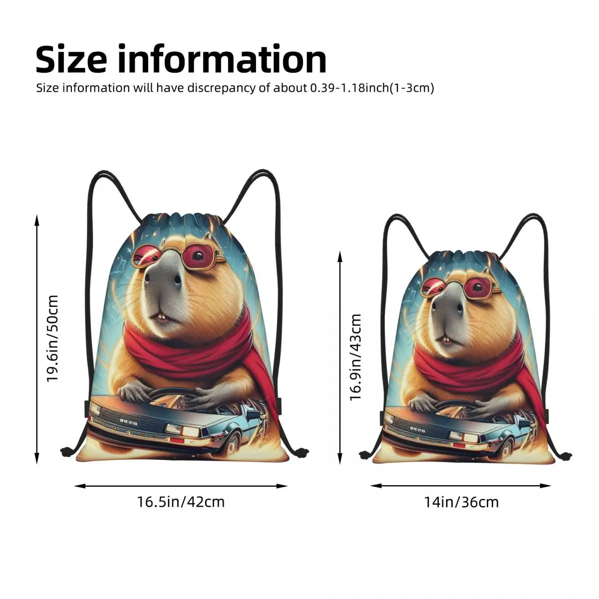 Cute Capybara Capibara Animal Drawstring Backpack Gym Sports Sackpack Water Resistant String Bag for Running