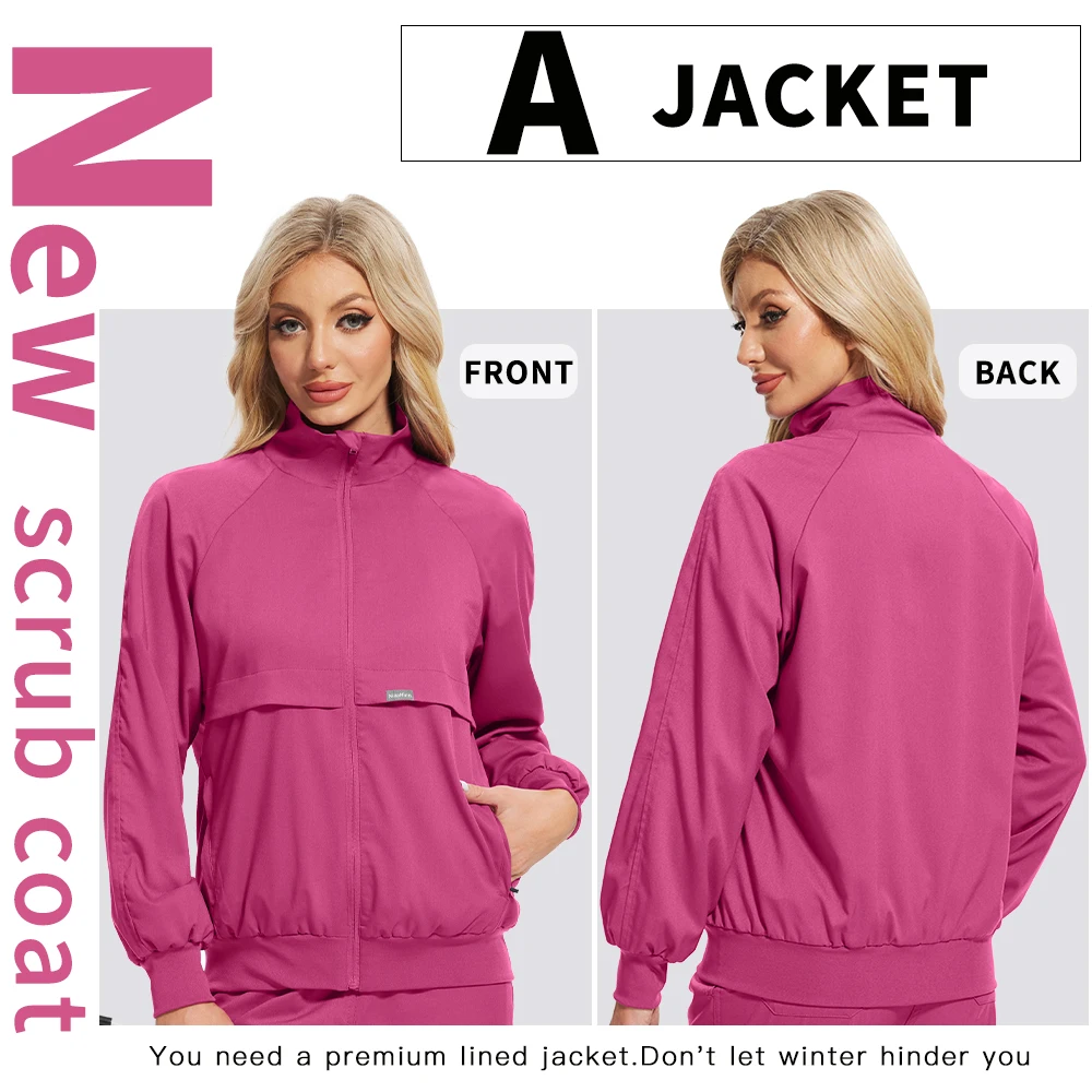 Novo jaleco médico cirúrgico jaqueta de trabalho uniforme hospitalar dentista clínica salão outwear farmácia pet shop trabalho superior uniforme enfermeira