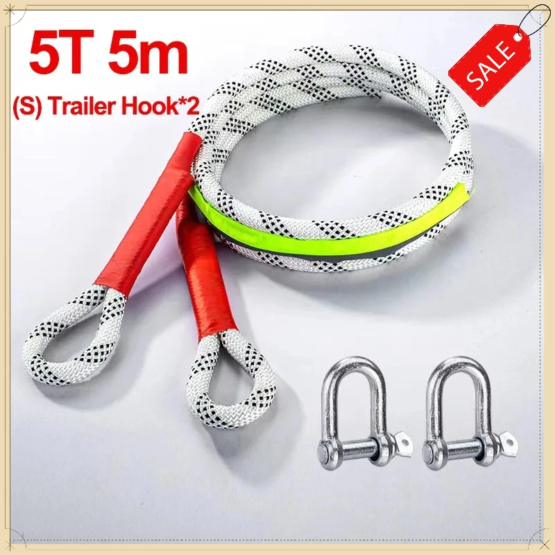 Upgraded Car Tow Strap Wear-Resistant Tow Rope with Hook Off Road Vehicle Rescue Rope Car Accessories