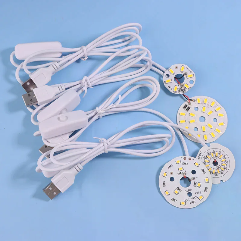 1Pc 1.5M Line Length DC5V LED Chips SMD5730 LED Lamp USB 3W Light Board Warm White Light With ON/OFF Switch Cable