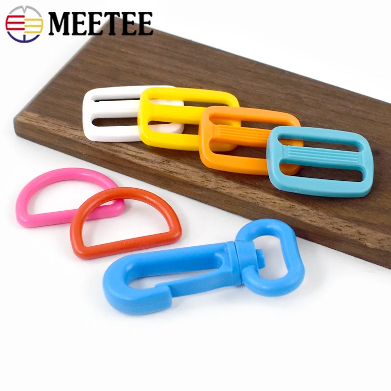 5Sets 20/25mm Meetee Plastic Buckle Lobster Clasp D Ring Tri-Glide Slider for Bag Strap Adjuster Hook Buckles DIY Accessories