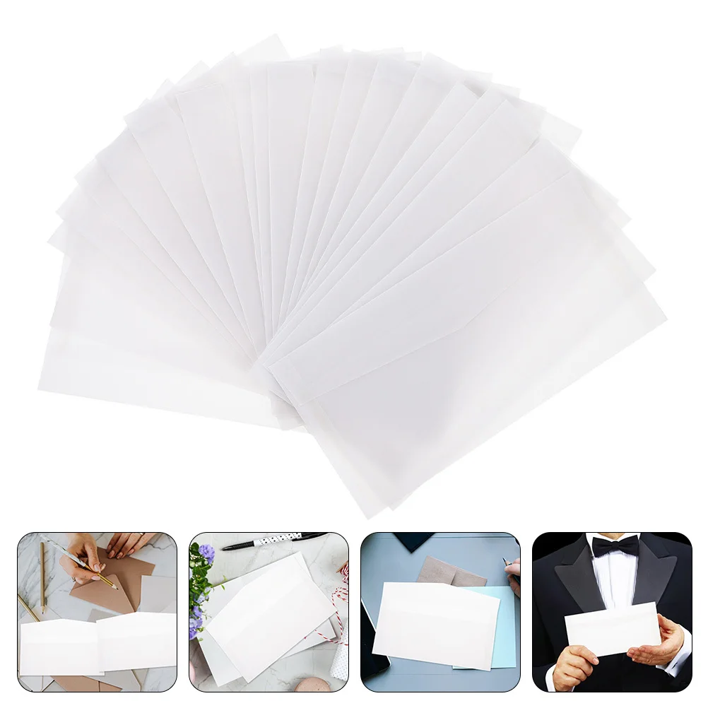 50Pcs Sulfate Paper Translucent Envelopes Blank Design for Wedding Invitations Greeting Cards Festival Letters Convenient