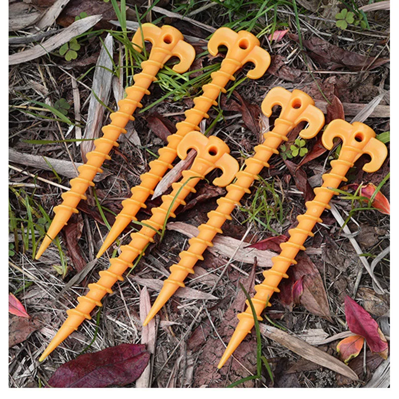 Clavos de tienda de campaña al aire libre, clavos de tierra, estacas de clavos de tornillo, clavijas de arena de plástico, estacas de tienda de playa