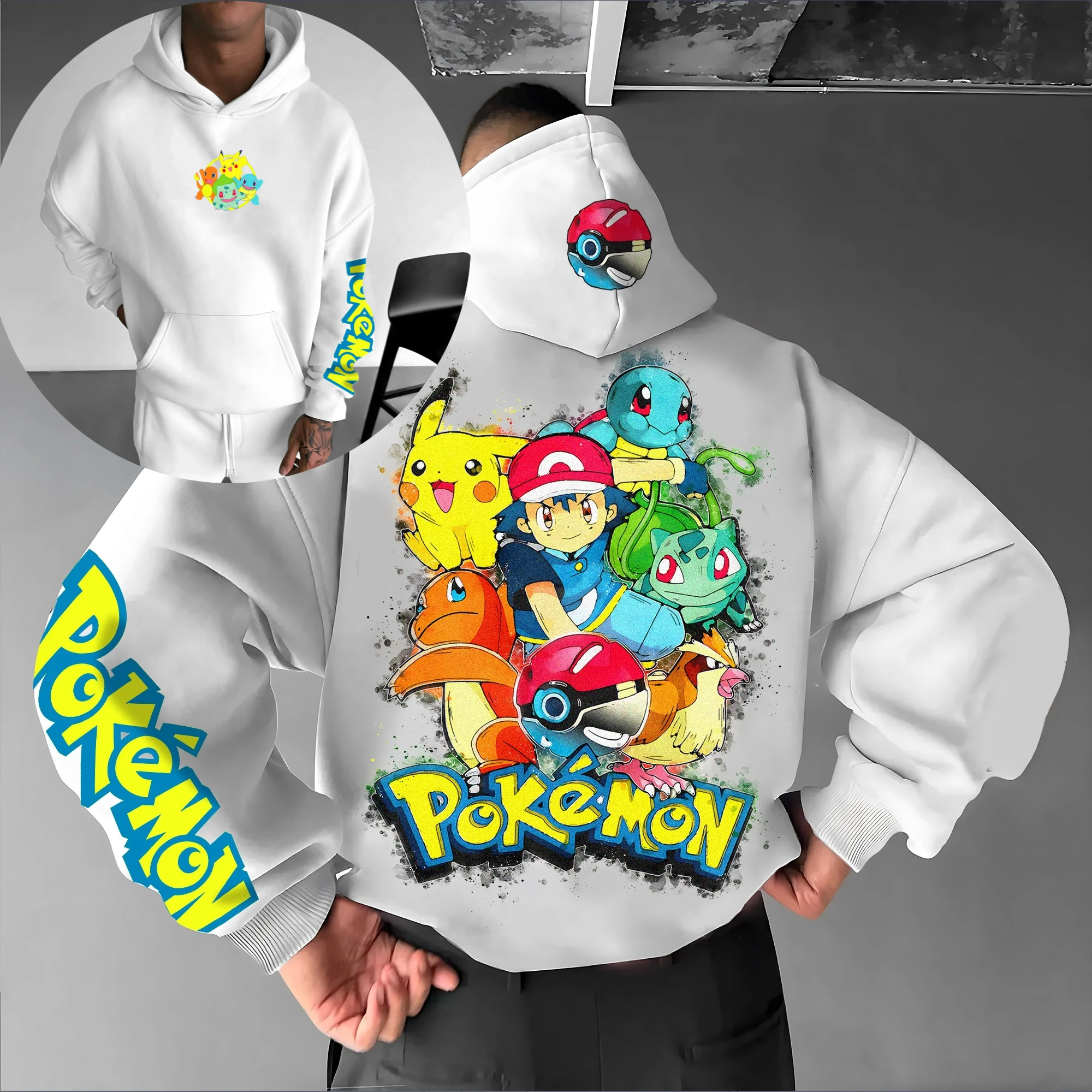 

Pokémon Autumn and Winter Japanese Hot Blood Animation Classic Character Hoodie Men's and Women's Casual and Comfortable TOP