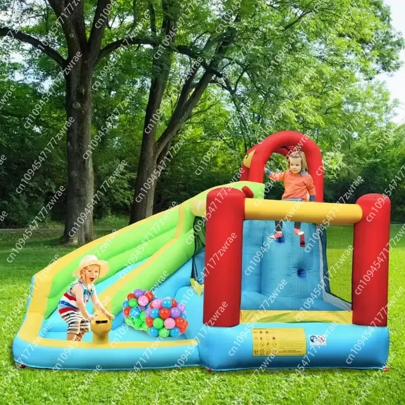 6 in 1 Inflatable Bounce House with Climbing Wall and Basketball Hoop Water Amusement Facilities Blower