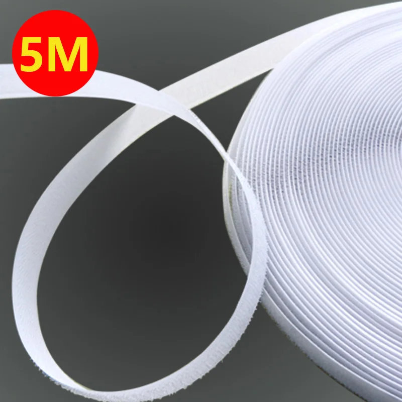 5Meter/Pair Magic Nylon Strips Non-Adhesive Hook and Loop Stickless Fastener Tapes DIY Sewing Accessories 20/25/30/50mm White