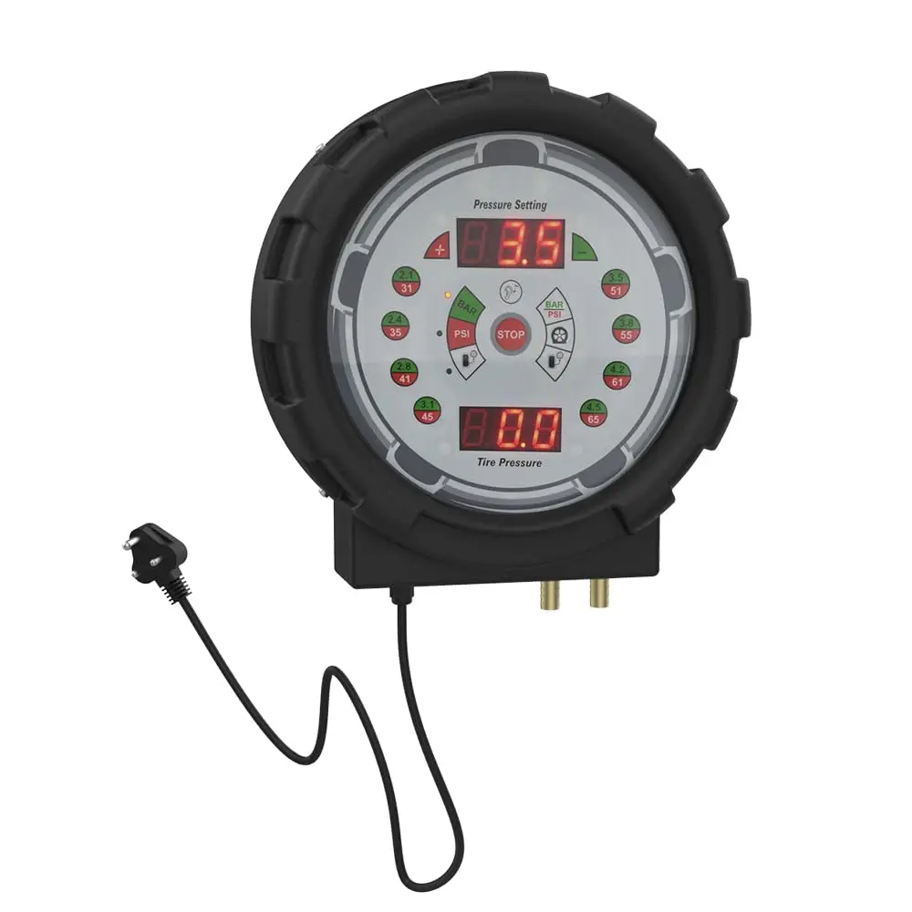 Inflating Pressure Control Meter, Tire Calibration Tool, LED Display, Dual-use Pressure Unit, Auto-Off Setting, Max 30W Consumpt