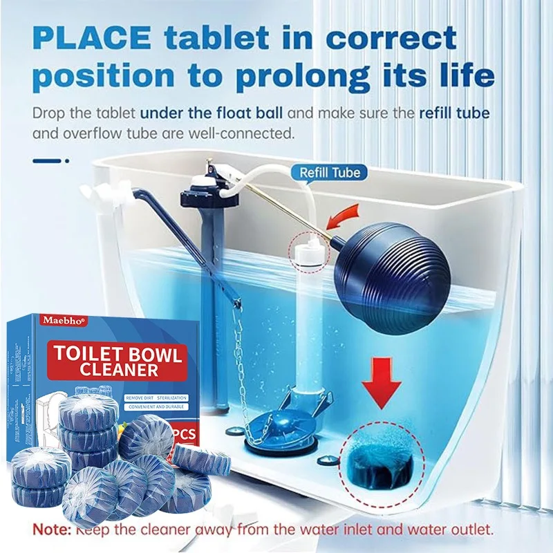 Toilet Bowl Cleaners, Automatic Toilet Tank Cleaner Tablets, Blue Toilet Bowl Cleaner Tablets for Deodorizing & Descaling, Powerful Cleaning, Slow-Release Against Tough Stains 12 Pack view 5