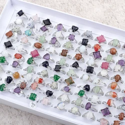 20 Pcs/Lot Rainbow Stone Ring for Women Men Mixed Charm Bohemia Natural Finger Rings Fashion Jewelry Gift Accessories Wholesale