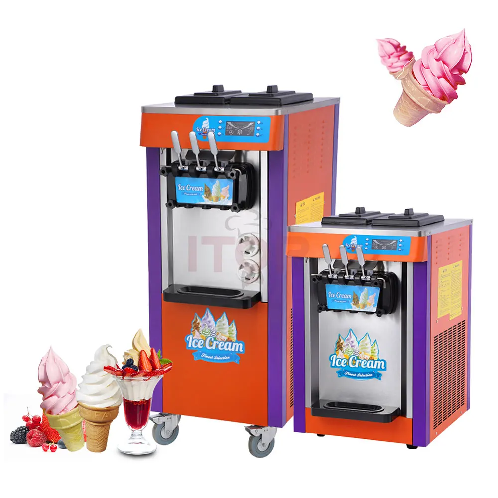 Macchina per gelato soft economica a tre gusti per yogurt in acciaio inossidabile di buona qualità da tavolo commerciale in vendita