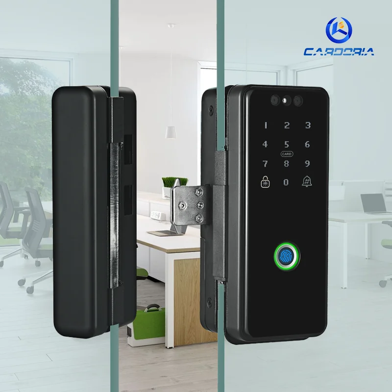 Office Glass 3D Face Recognition Smart Fingerprint Access Code Door Lock Suitable for Double&single Opening Door and Double Door