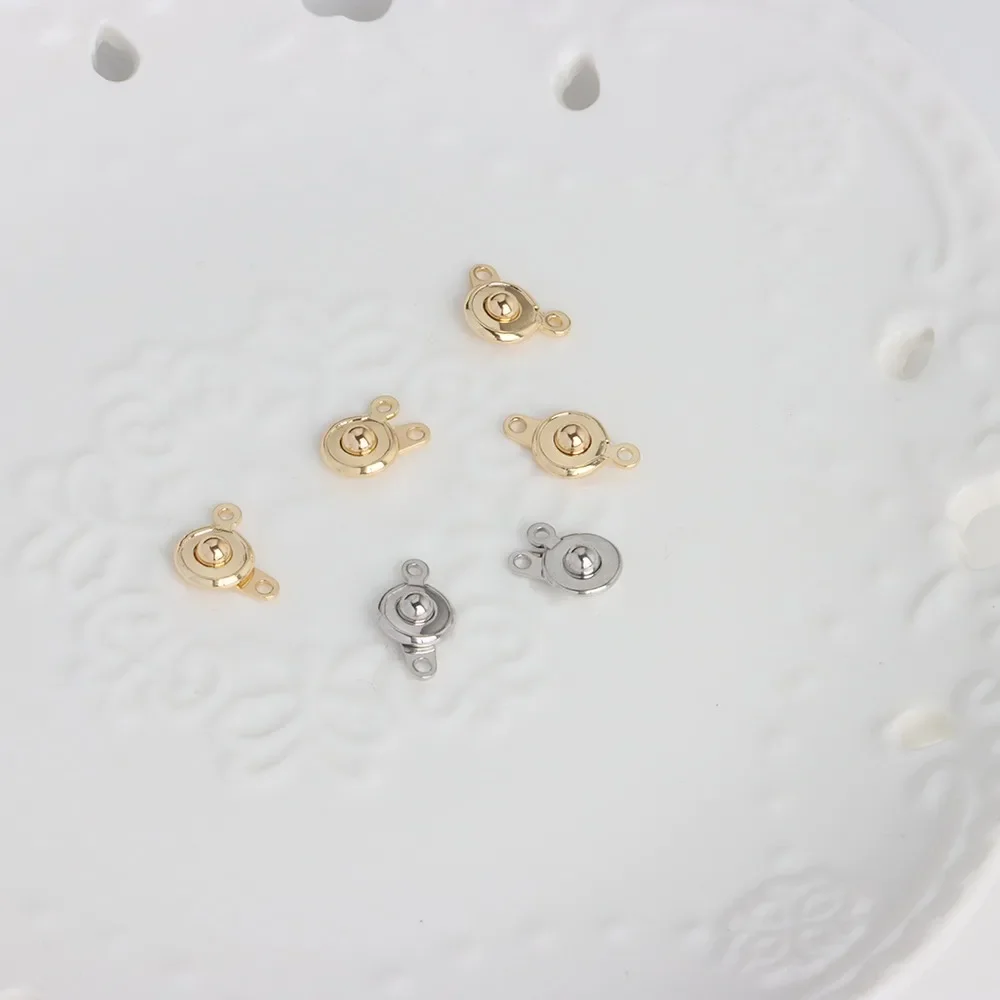 Hebilla a presión de conexión de pulsera chapada en oro de 14K, 18K, 8mm, accesorios de ingredientes hechos a mano, hebilla final para collar