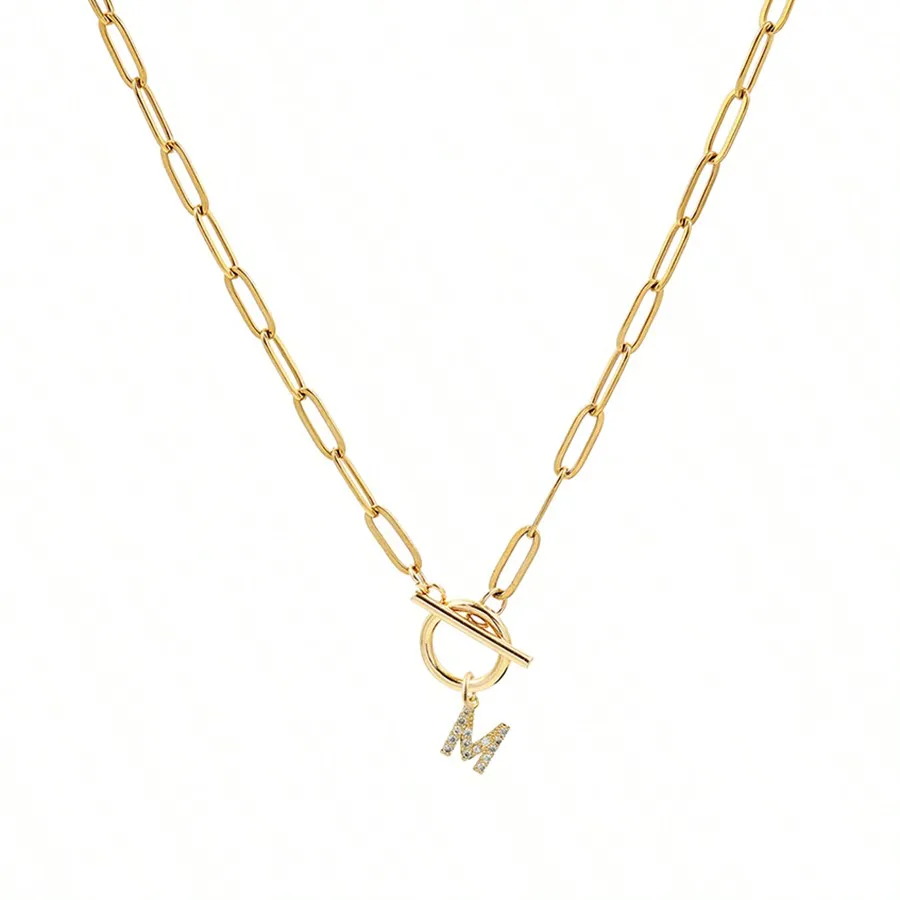 26 A-Z الأولي قلادة قلادة الفولاذ المقاوم للصدأ تبديل المشابك مشبك ورق سلسلة المختنق رسالة قلادة للنساء هدايا