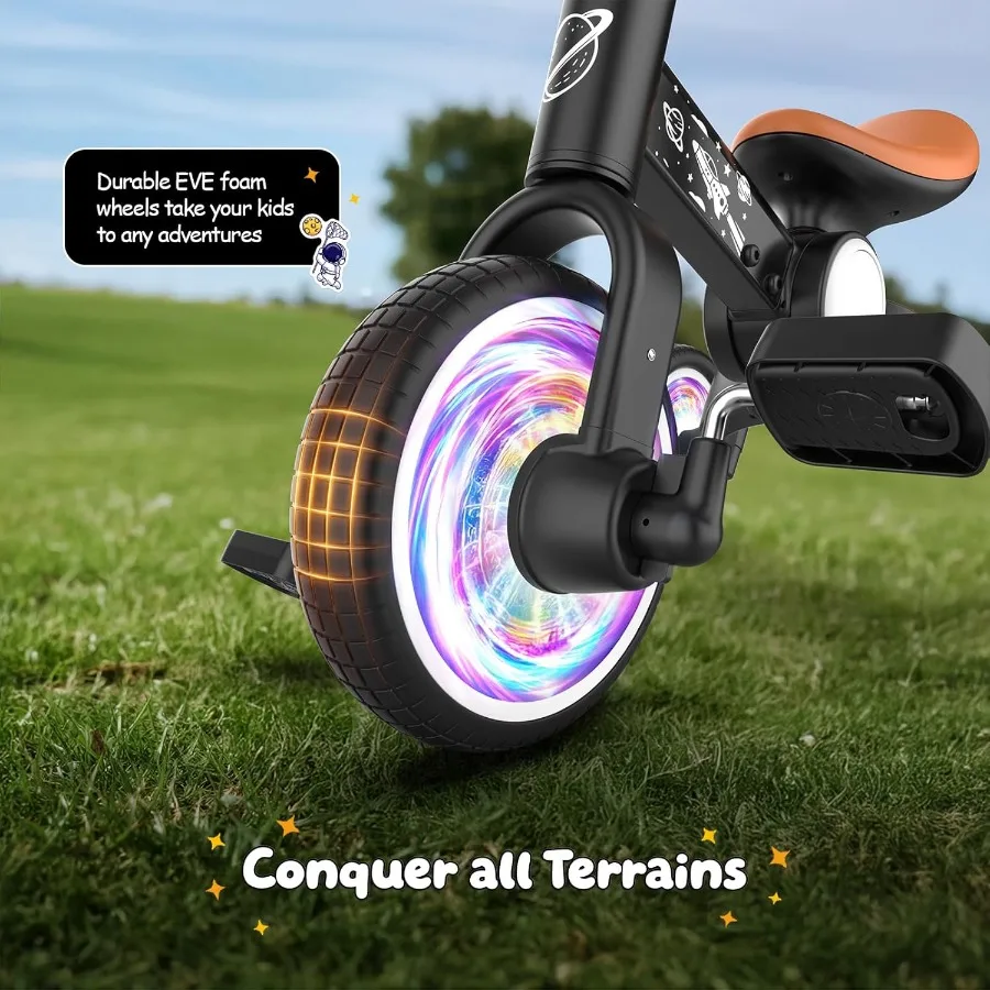 دراجة توازن للأطفال الصغار 3 في 1 لعمر 1-4 سنوات، دراجة ثلاثية العجلات بإضاءة ملونة للأطفال الصغار لعمر 1 2 3 4 سنوات مع دواسة قابلة للإزالة #5