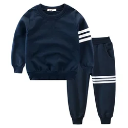 Striped Tracksuit for Boys 2024 Winter Girls Set Long Sleeve Pullover Top + Sweatpants 2PCS Children's Sports Suit Kids Outfit