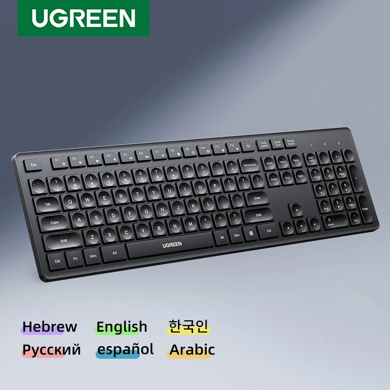 teclado sem fio 104 teclas layout para laptop desktop windows mac os acessorios para pc ingles russo coreano keycaps ugreen24ghz 01