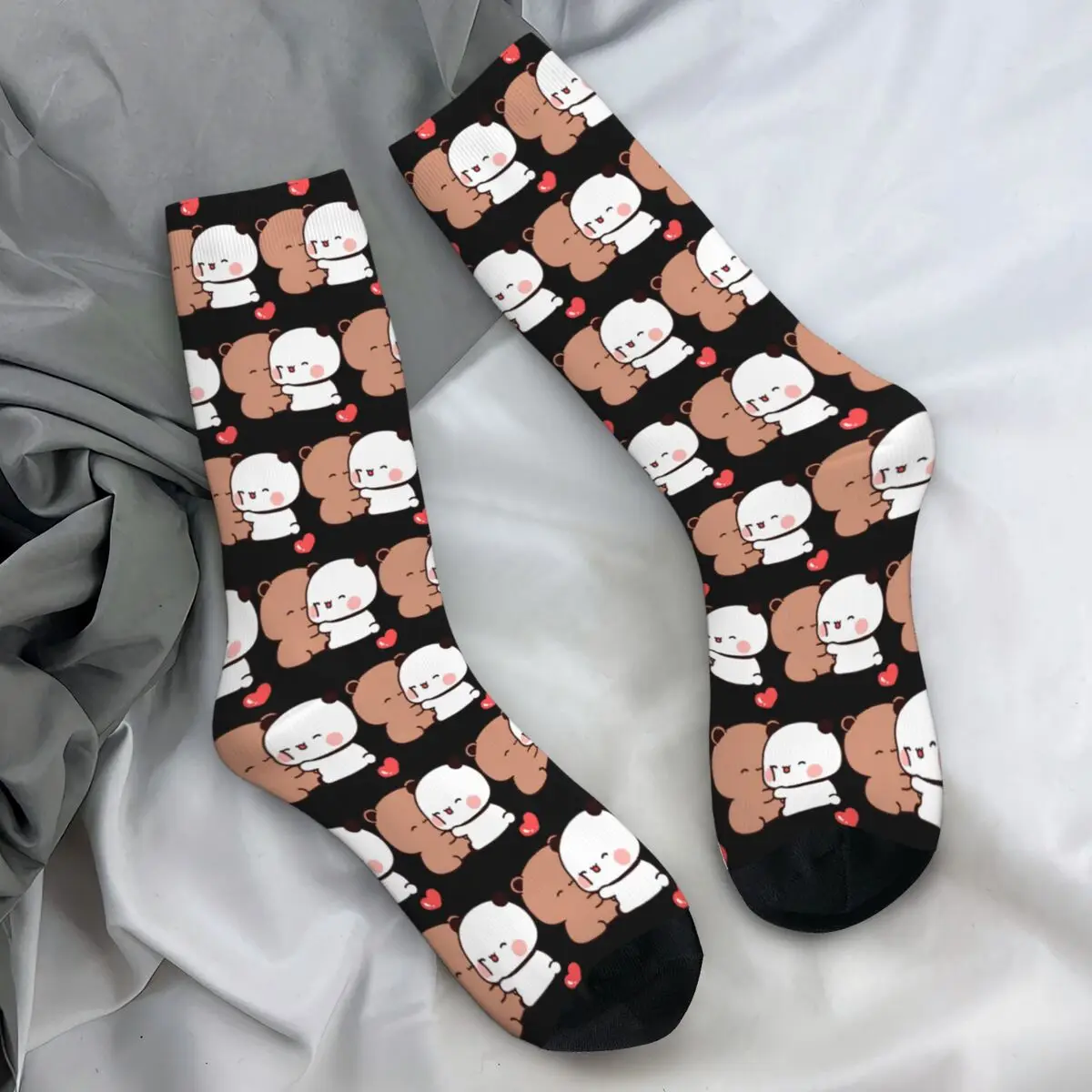 Bear And Panda Bubu Dudu Balloon Skateboard Socks Autumn Stockings Casual Men Breathable Socks Graphic Outdoor Anti Sweat Socks