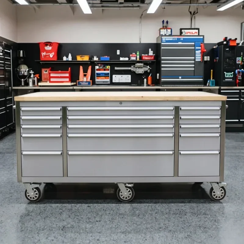 

【Best-selling】72-Inch Stainless Steel Tool Trolley With 15 Drawers & Sliding Doors