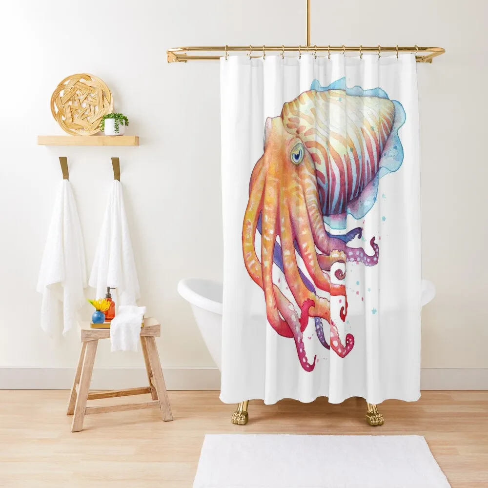 Cuttlefish Shower Curtain For Bathroom Shower Waterproof Shower And Anti-Mold Bathroom Box Curtain