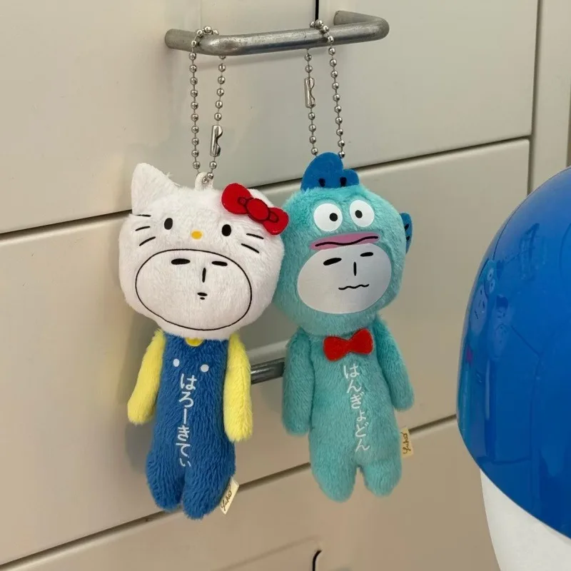 Nouveau Yukio laid pleurer poupée en peluche porte-clés Sanrio dessin animé Kuromi mélodie Pom Pom Purin 10 cm amusant peluche poupée sac pendentif cadeau