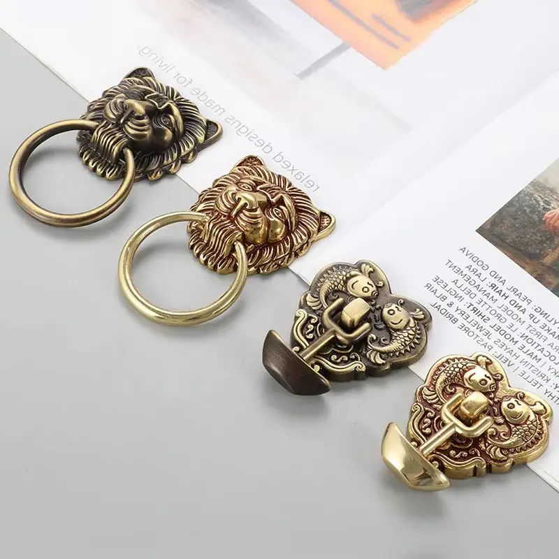 10PCS Solid Brass Antique Furniture Pulls Handles Drawer Pull Ring Cupboard Wardrobe Kitchen Closet Dresser Cabinet Pulls Knobs