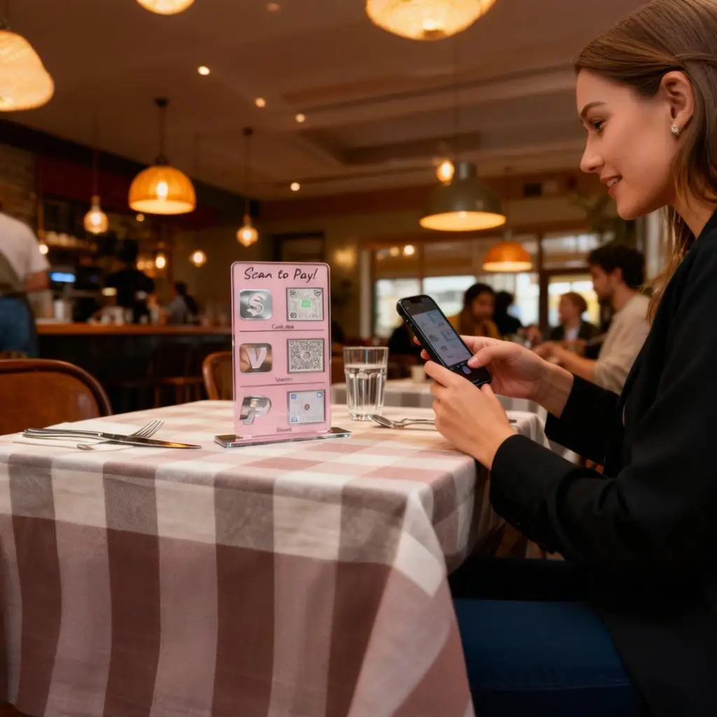علامة QR للدفع المخصصة، حامل أكريليك مخصص لـ Venmo CashApp، مسح PayPal للدفع مقابل مكتب مطعم متجر الأعمال الصغيرة