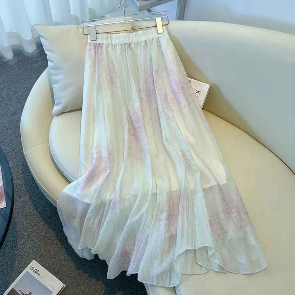 

Casual sweet High Waist Chic asymmetrical Ruched loose Skirts Korean Fashion Beach Basics Plus Size Clothing