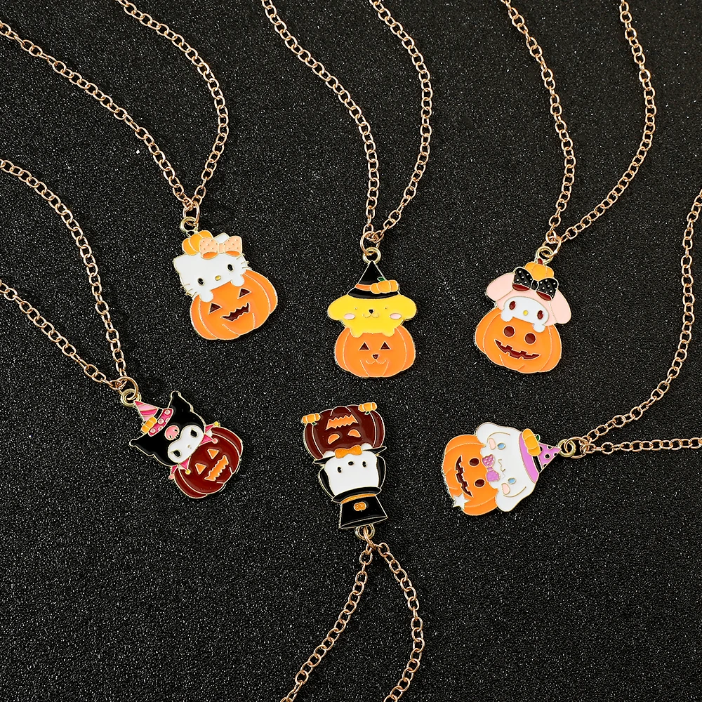 Sanrio Cartoon Anime HelloKitty Necklace Cute Fashion Handmade DIY Accessories Kuromi Kawaii Melody Pendant Necklace Party Gifts