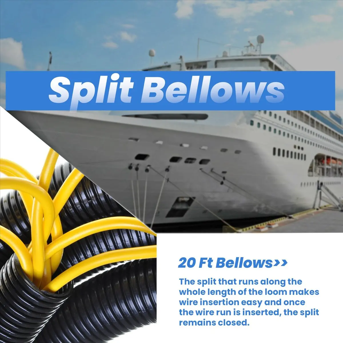 #42F 20 Ft Split Wire Conduit Polyethylene Tubing Black 10mm inner diameter,1/4 inch Bellows,(Polyethylene)