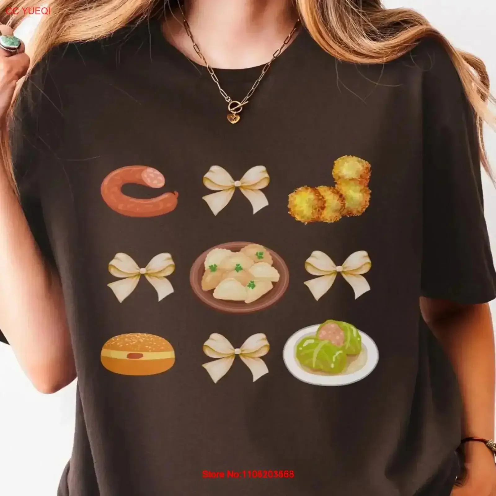 Polish Food T Shirt Cute Pierogi and Kielbasa Heritage Coquette Bow Girl Cottagecore vintage Washed Casual fashion Comfortable