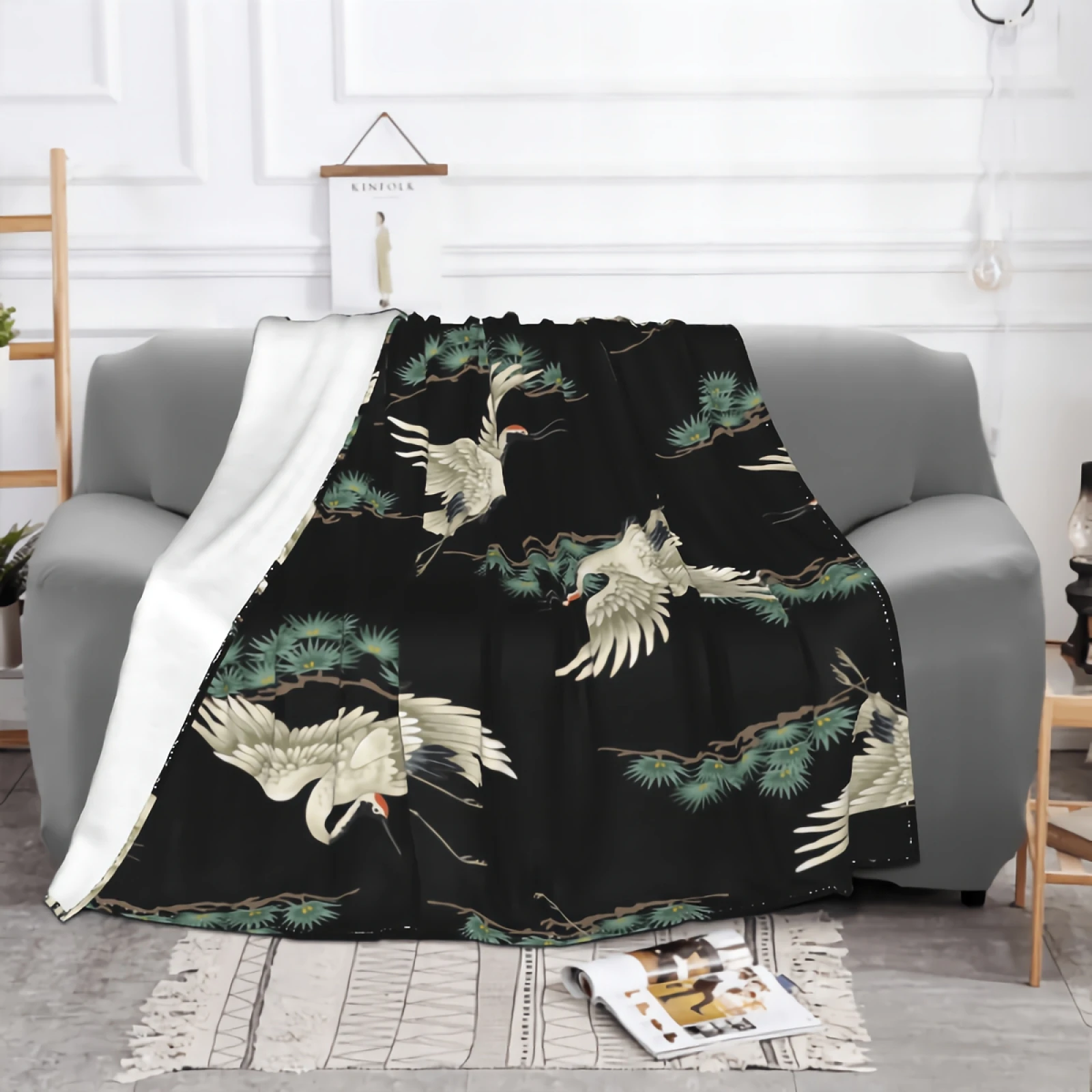 Design Content Blanket for Couch Bed Birds Blanket Super Soft Cozy Plush Microfiber Fluffy Blanket Lightweight Warm 80x60 Inch