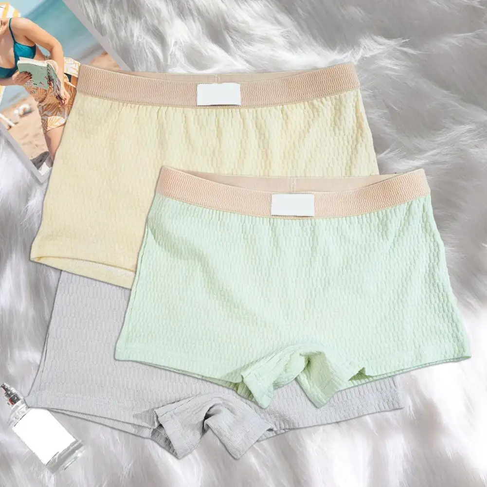 ملابس داخلية نسائية بقصة ضيقة بلون واحد وحزام خصر مطاطي من القطن المنشعب وسط الخصر وتهوية جيدة للسيدات الملاكمين يوميًا #3
