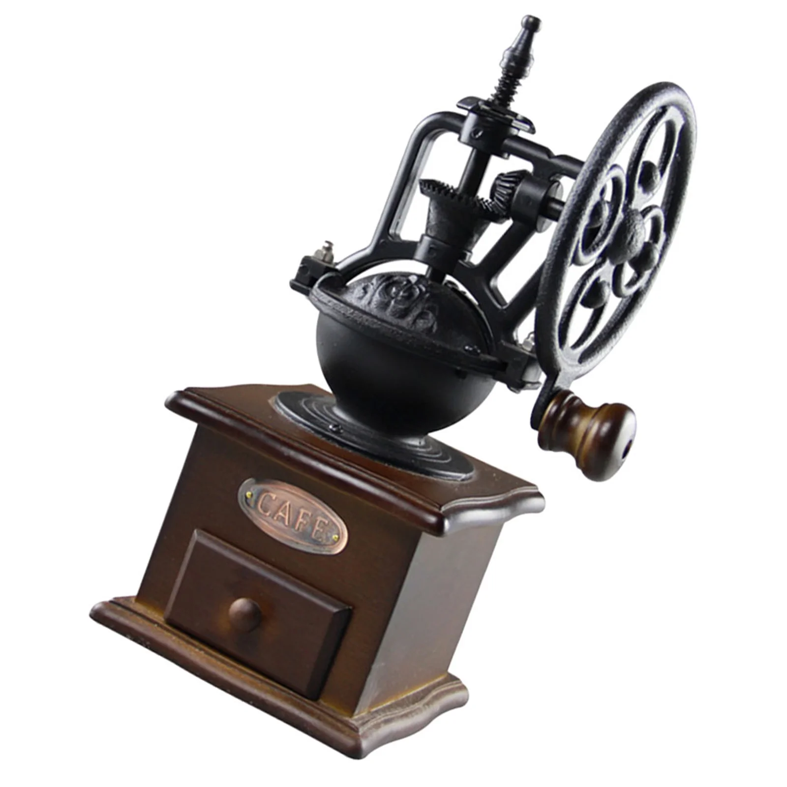 

Hand Crank Coffee Bean Grinder Manual Mill Compact Portable Wooden Base Drawer Easy Operation Freshly Ground Coffee